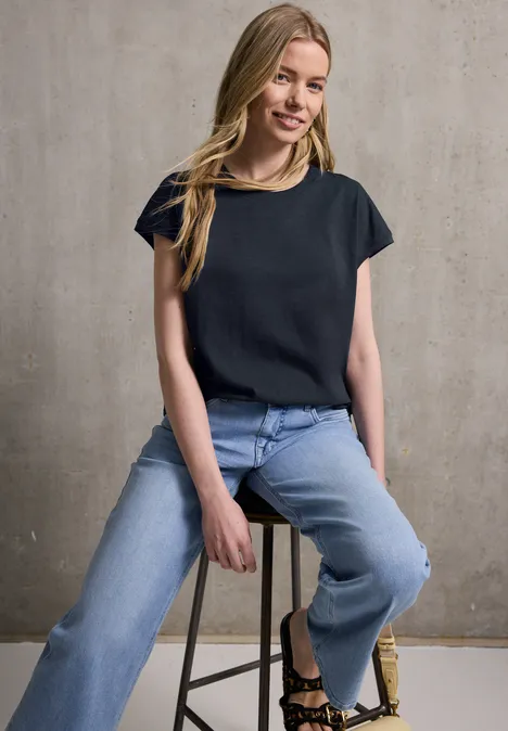 T-Shirt mit Schulterdetail deep blue