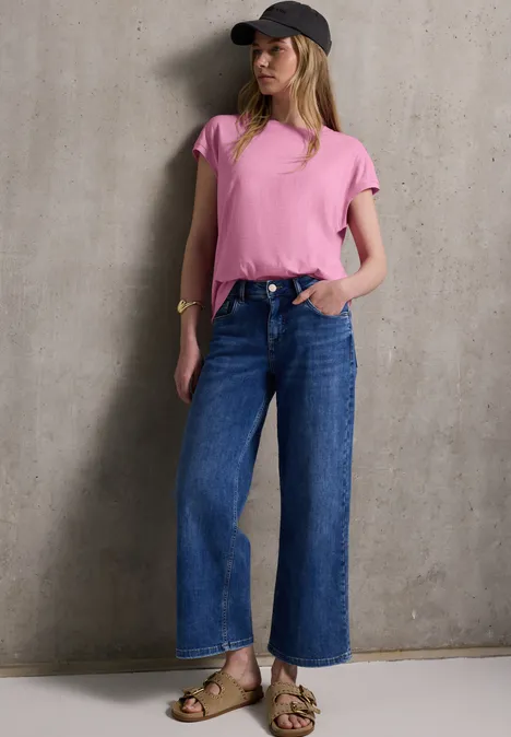 T-Shirt mit Schulterdetail intense rose