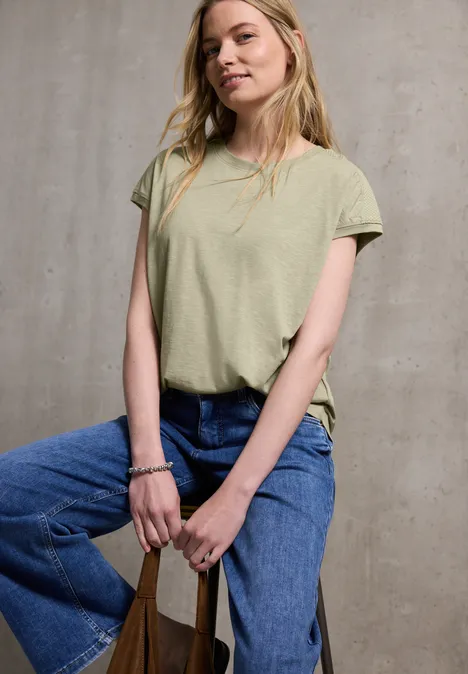 T-Shirt mit Schulterdetail arid green