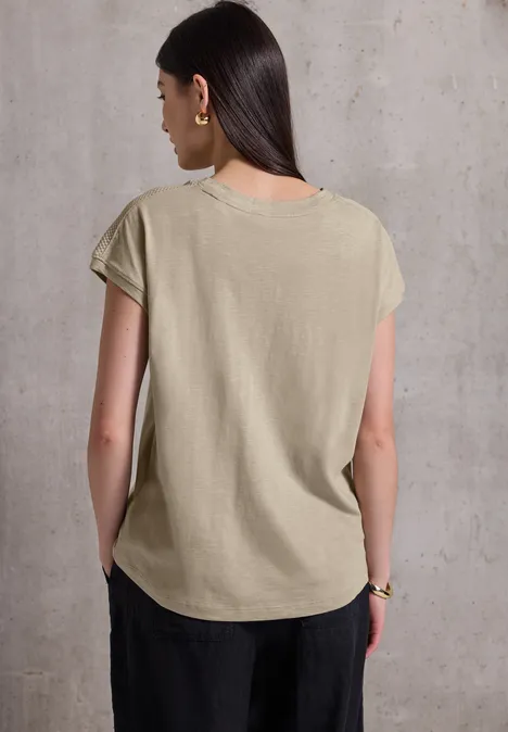 T-Shirt mit Schulterdetail sandshell beige