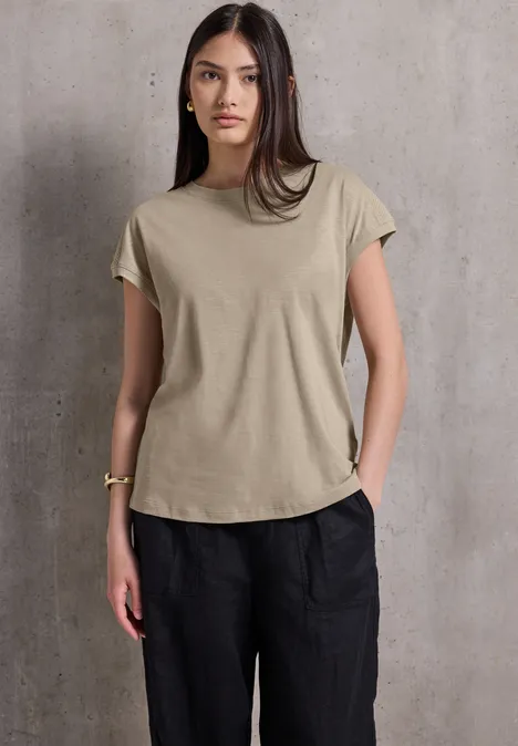 T-Shirt mit Schulterdetail sandshell beige