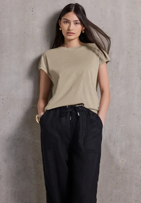 T-Shirt mit Schulterdetail sandshell beige