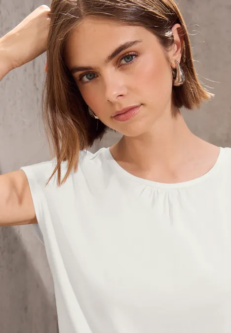 Basic Shirt mit Raffung off white
