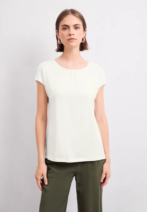 Basic Shirt mit Raffung off white