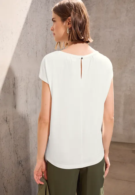Basic Shirt mit Raffung off white