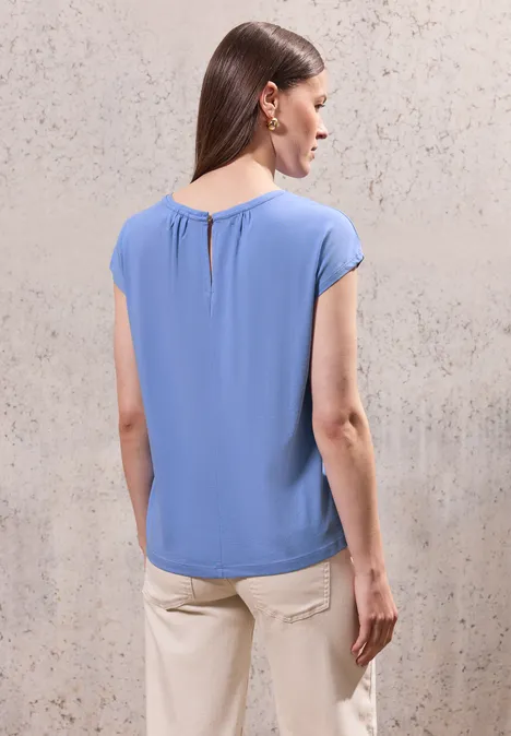 Basic Shirt mit Raffung sunset blue