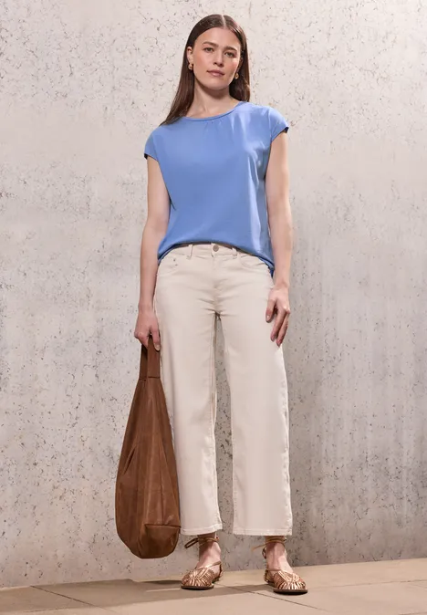 Basic Shirt mit Raffung sunset blue