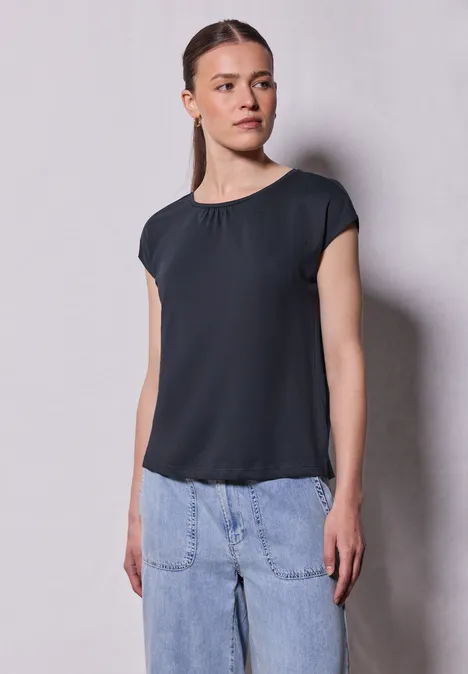 Basic Shirt mit Raffung dark void blue