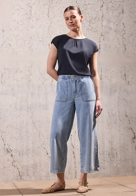 Basic Shirt mit Raffung dark void blue