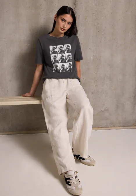 Washed-Look Shirt mit Print dusted grey