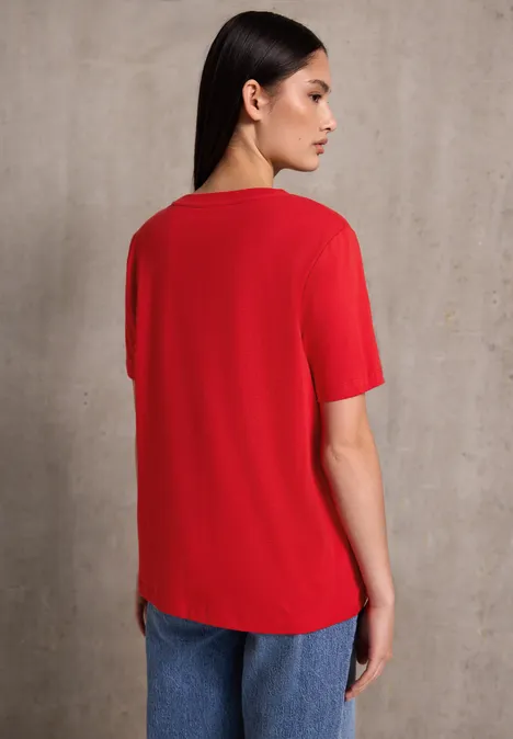Basic T-Shirt mit Print mandarin red