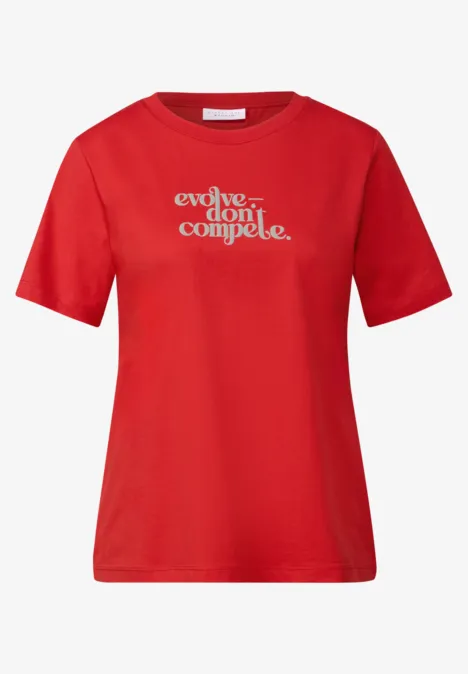 Basic T-Shirt mit Print mandarin red
