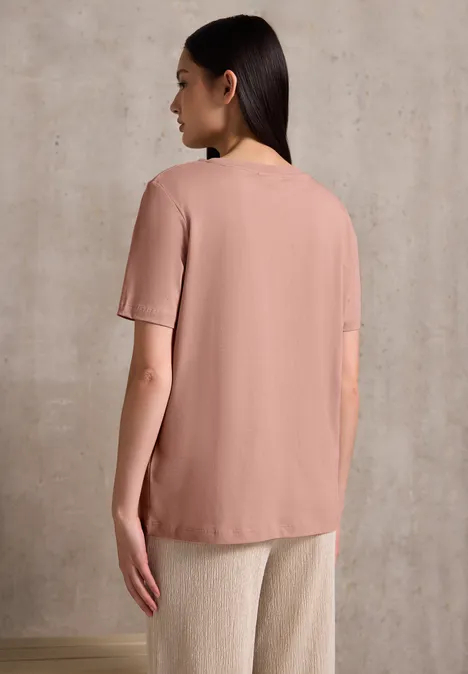 Basic T-Shirt mit Print dusty pink