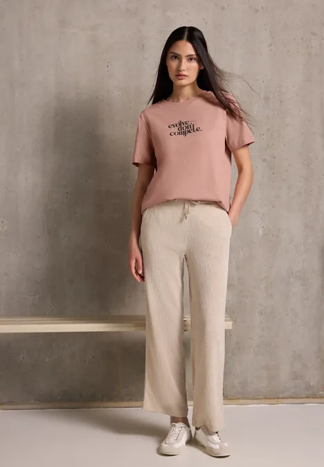 Basic T-Shirt mit Print dusty pink