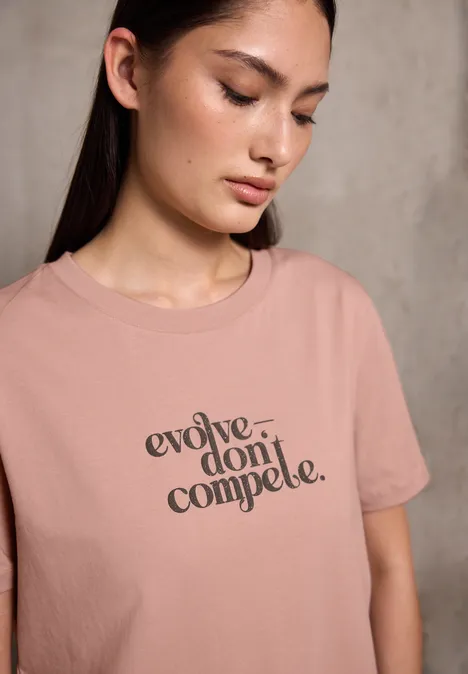 Basic T-Shirt mit Print dusty pink