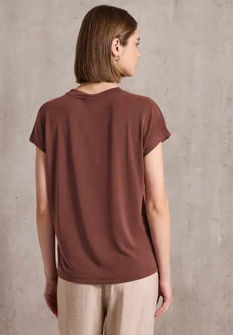Basic Silk-Look Shirt sienna brown