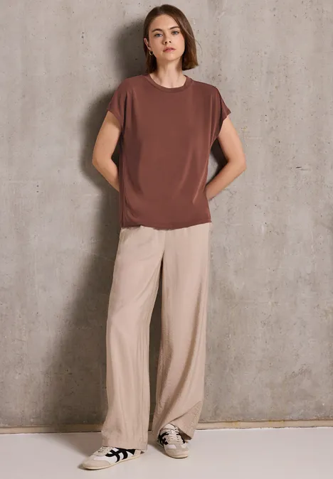 Basic Silk-Look Shirt sienna brown