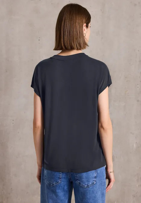 Basic Silk-Look Shirt dark void blue
