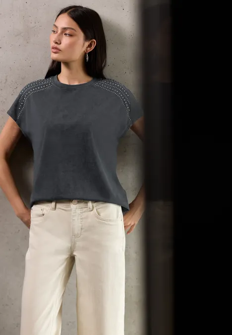 Shirt mit Schmucksteinen dusted grey