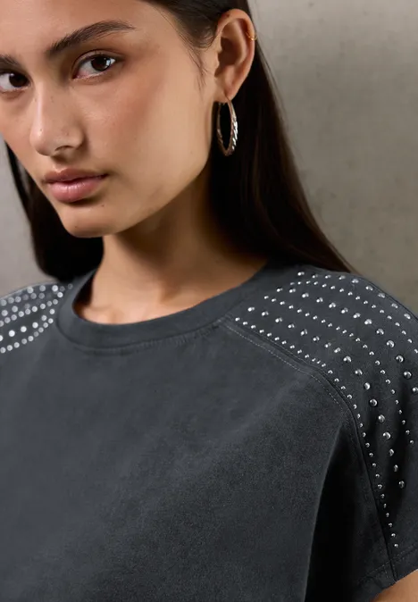 Shirt mit Schmucksteinen dusted grey