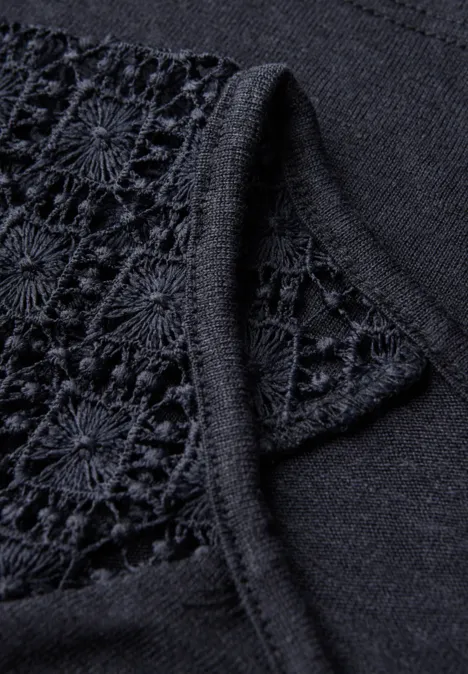 Leinen-Look Top mit Spitze dark void blue