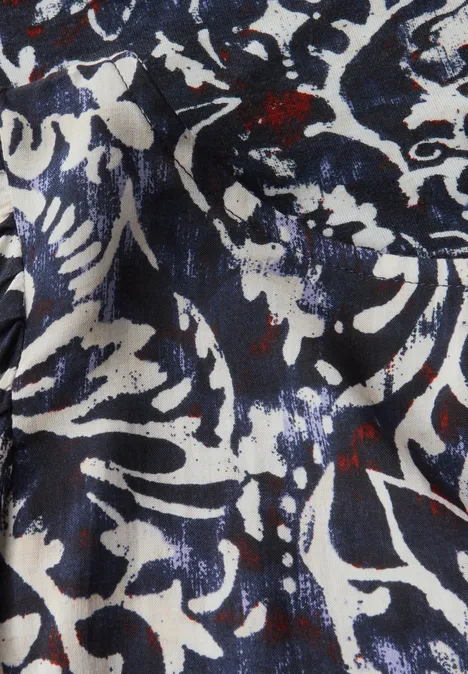Gemustertes Top mit Raffung dark void blue