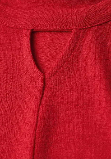 Leinen-Look Cut-Out Shirt mandarin red