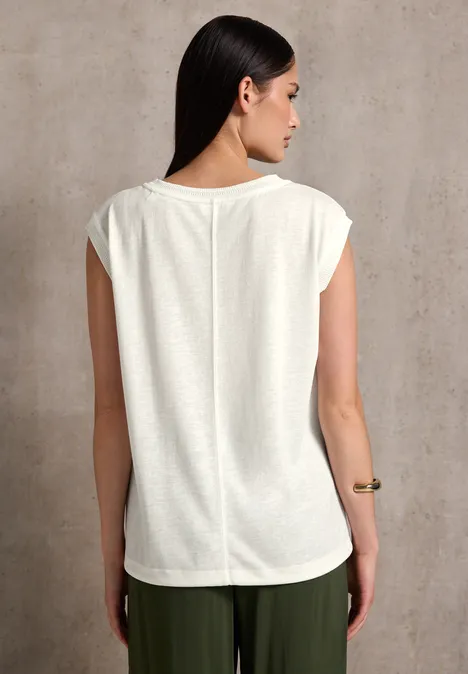 Leinen-Look Shirt mit Tape off white