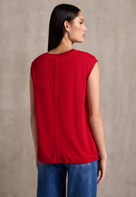Leinen-Look Shirt mit Tape mandarin red