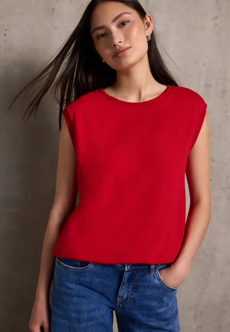 Leinen-Look Shirt mit Tape mandarin red