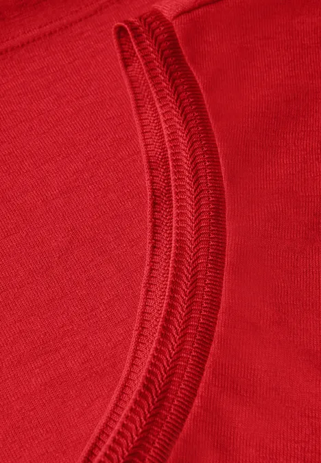 Leinen-Look Shirt mit Tape mandarin red