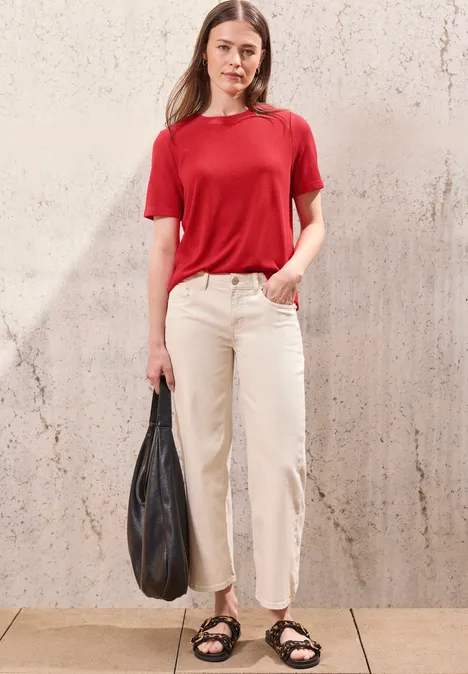 Strick-Look T-Shirt mandarin red