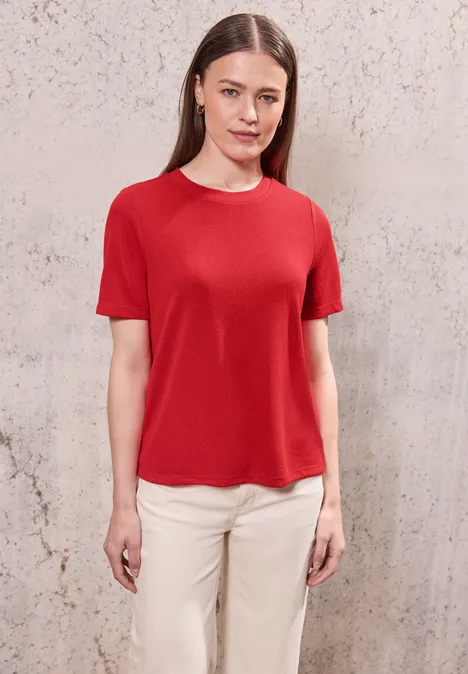 Strick-Look T-Shirt mandarin red