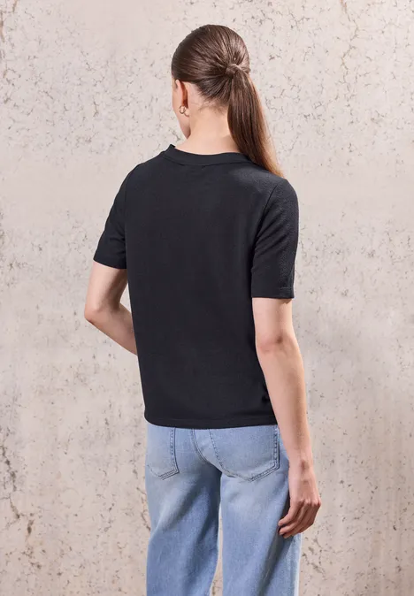 Strick-Look T-Shirt dark void blue
