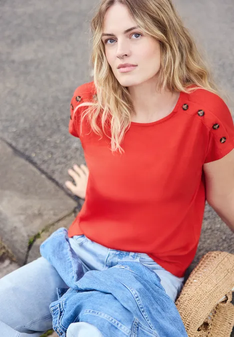 Dropped Shoulder Shirt mit Knopfdetail chili red