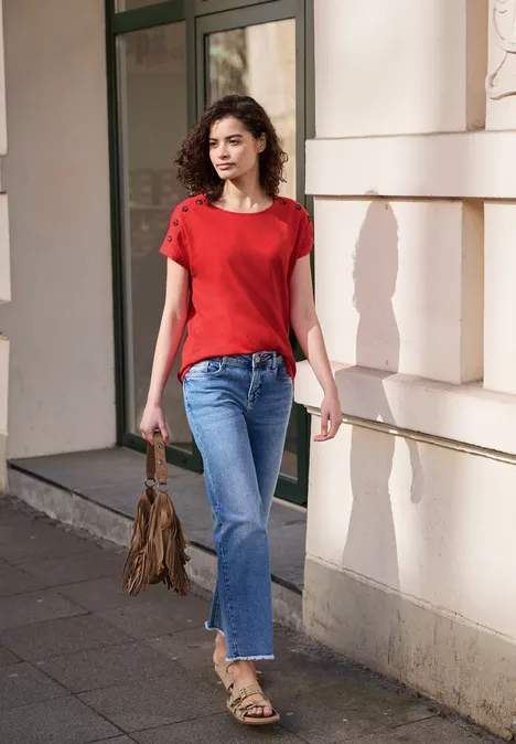 Chemise dropped shoulder avec détail de boutons chili red