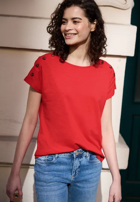 Chemise dropped shoulder avec détail de boutons chili red