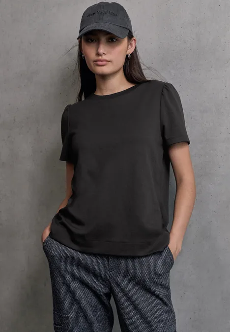 Shirt met pofmouwen Black