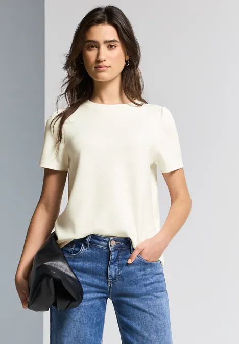 T-Shirt mit Puffärmeln off white