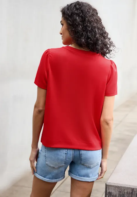 T-Shirt mit Puffärmeln mandarin red