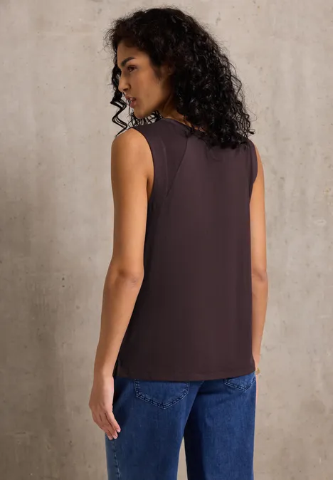 Jersey-Top mit Chiffon fudge red