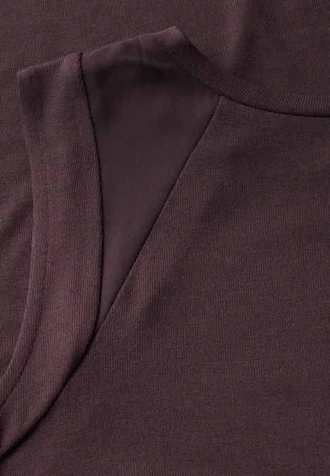 Jersey-Top mit Chiffon fudge red