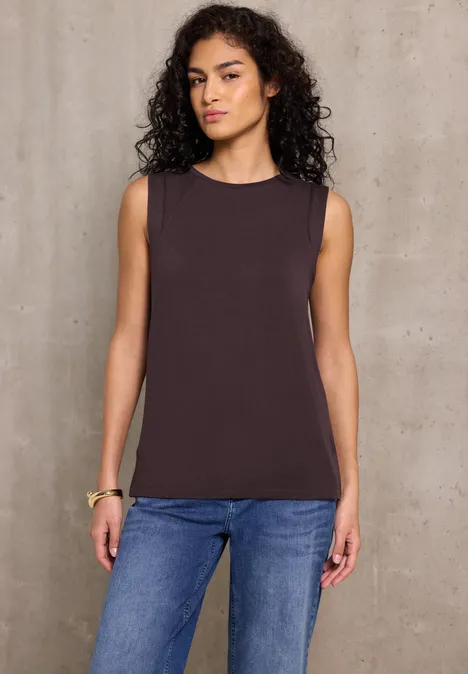 Jersey-Top mit Chiffon fudge red