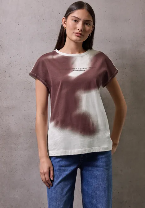 Shirt mit Print und Wording fudge red
