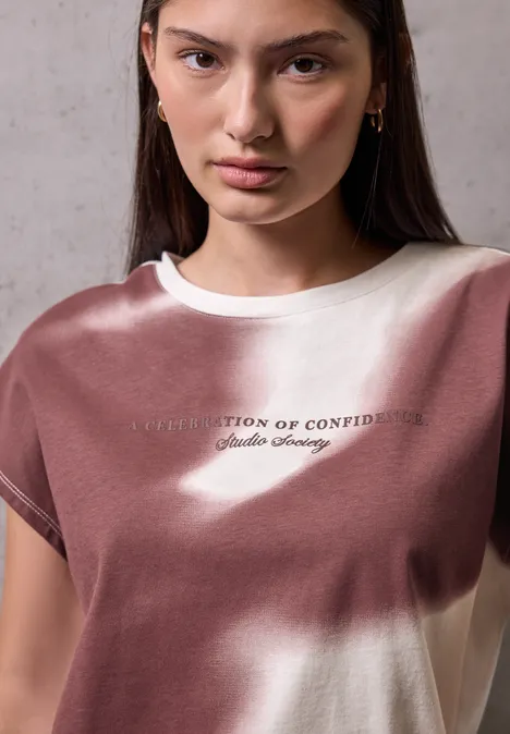 Shirt mit Print und Wording fudge red