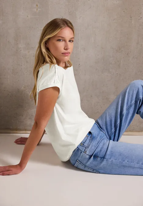 Shirt mit Schulterdetail off white