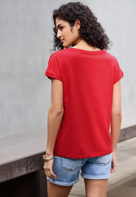 Shirt mit Schulterdetail mandarin red