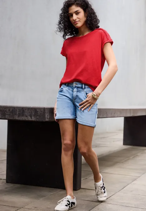 Shirt mit Schulterdetail mandarin red