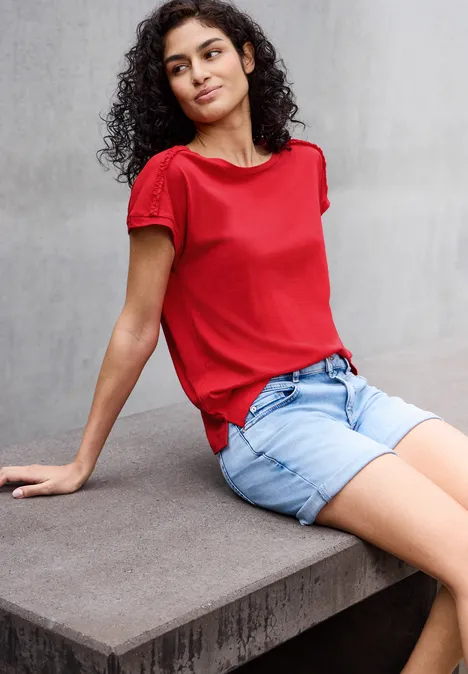 Shirt mit Schulterdetail mandarin red