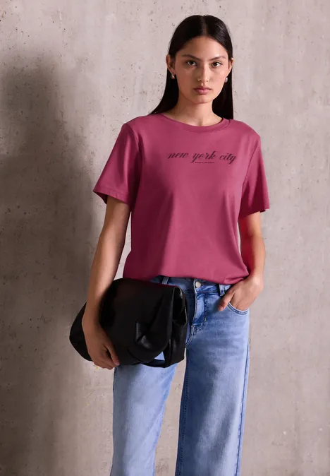 T-Shirt mit Wording dark candy pink
